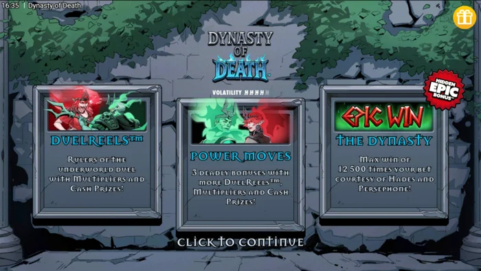 Dynasty of Death - menu utama permainan